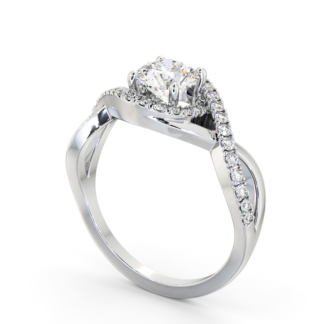 Halo Round Diamond Engagement Ring 18K White Gold - Glassan ENRD187_WG_SIDE