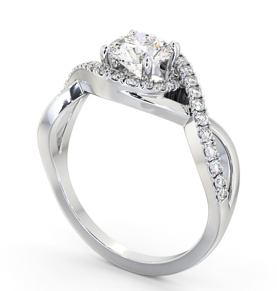 Halo Round Diamond Engagement Ring 18K White Gold - Glassan ENRD187_WG_THUMB1