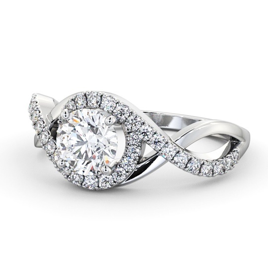  Halo Round Diamond Engagement Ring 9K White Gold - Glassan ENRD187_WG_THUMB2 