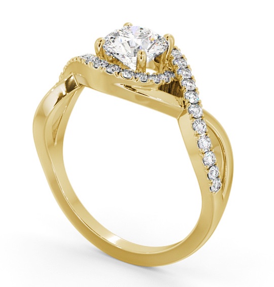  Halo Round Diamond Engagement Ring 18K Yellow Gold - Glassan ENRD187_YG_THUMB1 