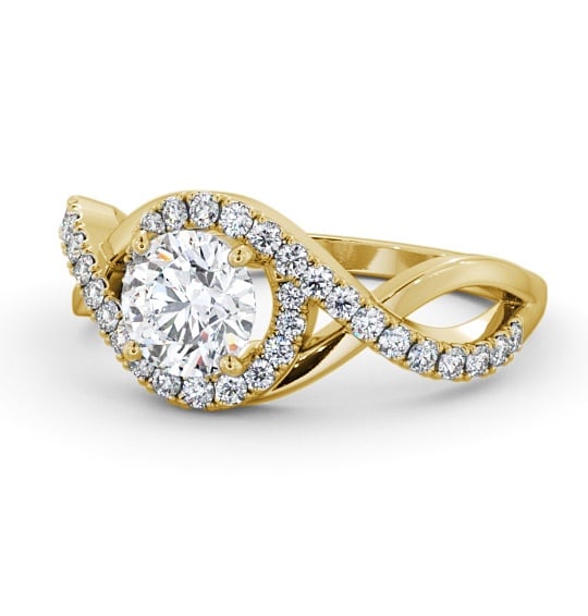  Halo Round Diamond Engagement Ring 18K Yellow Gold - Glassan ENRD187_YG_THUMB2 