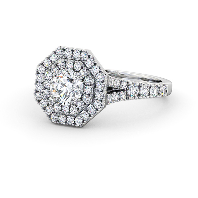 Halo Round Diamond Engagement Ring Palladium - Brackley ENRD188_WG_FLAT