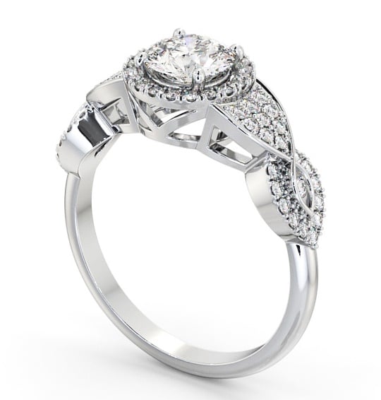  Halo Round Diamond Engagement Ring 18K White Gold - Melvaig ENRD189_WG_THUMB1 