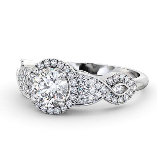  Halo Round Diamond Engagement Ring 18K White Gold - Melvaig ENRD189_WG_THUMB2 