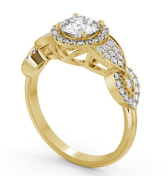  Halo Round Diamond Engagement Ring 18K Yellow Gold - Melvaig ENRD189_YG_THUMB1 