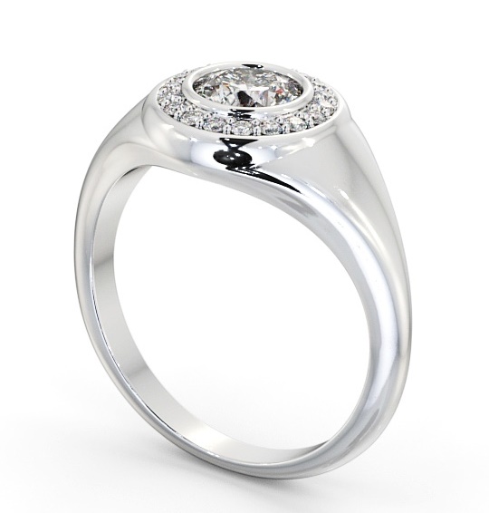  Halo Round Diamond Engagement Ring 18K White Gold - Tabitha ENRD190_WG_THUMB1 