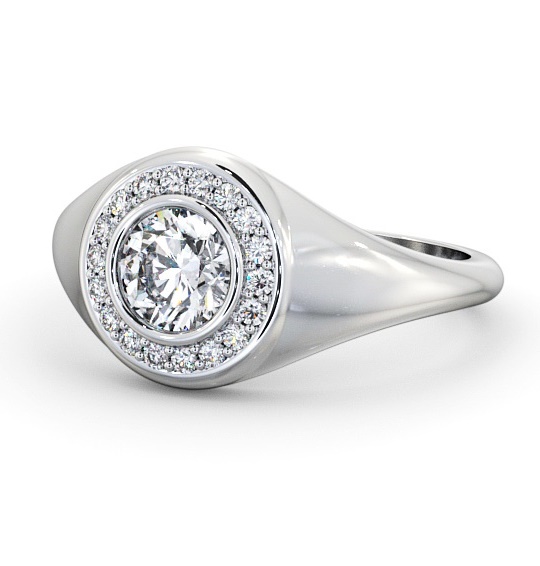  Halo Round Diamond Engagement Ring 18K White Gold - Tabitha ENRD190_WG_THUMB2 