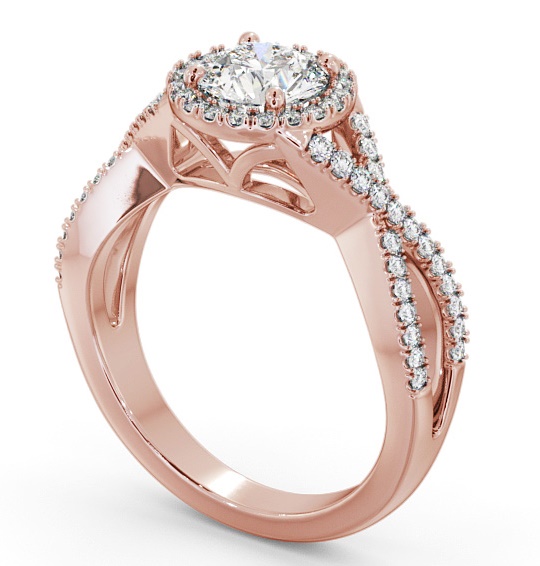 Halo Round Diamond Engagement Ring 18K Rose Gold - Klara ENRD191_RG_THUMB1