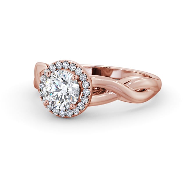 Halo Round Diamond Engagement Ring 18K Rose Gold - Dora ENRD193_RG_FLAT