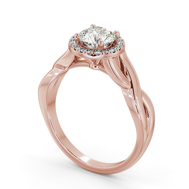 Halo Round Diamond Engagement Ring 18K Rose Gold - Dora ENRD193_RG_SIDE