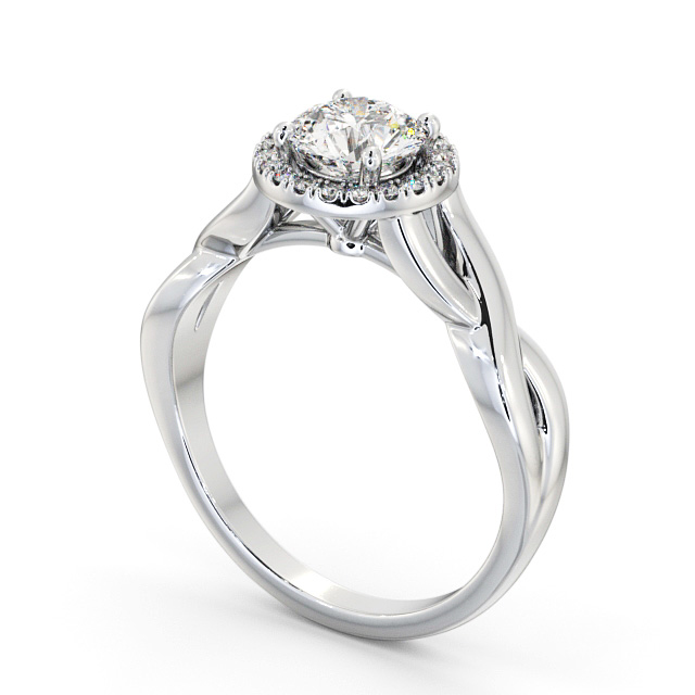 Halo Round Diamond Engagement Ring 18K White Gold - Dora ENRD193_WG_SIDE