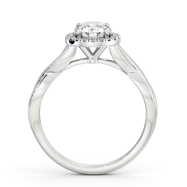 Halo Round Diamond Engagement Ring 18K White Gold - Dora ENRD193_WG_UP