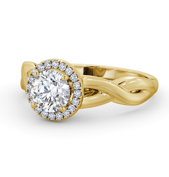  Halo Round Diamond Engagement Ring 18K Yellow Gold - Dora ENRD193_YG_THUMB2 