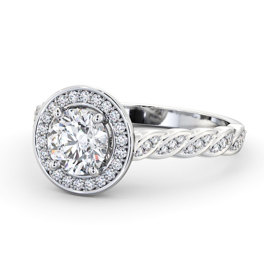  Halo Round Diamond Engagement Ring 18K White Gold - Brussel ENRD194_WG_THUMB2 