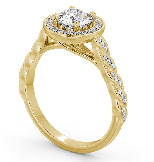  Halo Round Diamond Engagement Ring 18K Yellow Gold - Brussel ENRD194_YG_THUMB1 