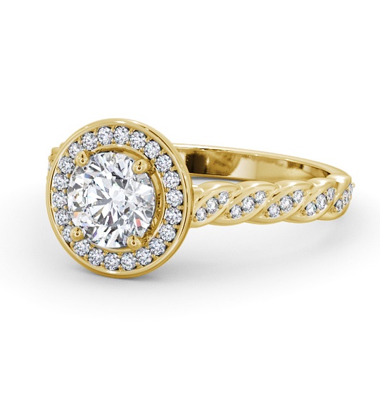  Halo Round Diamond Engagement Ring 18K Yellow Gold - Brussel ENRD194_YG_THUMB2 