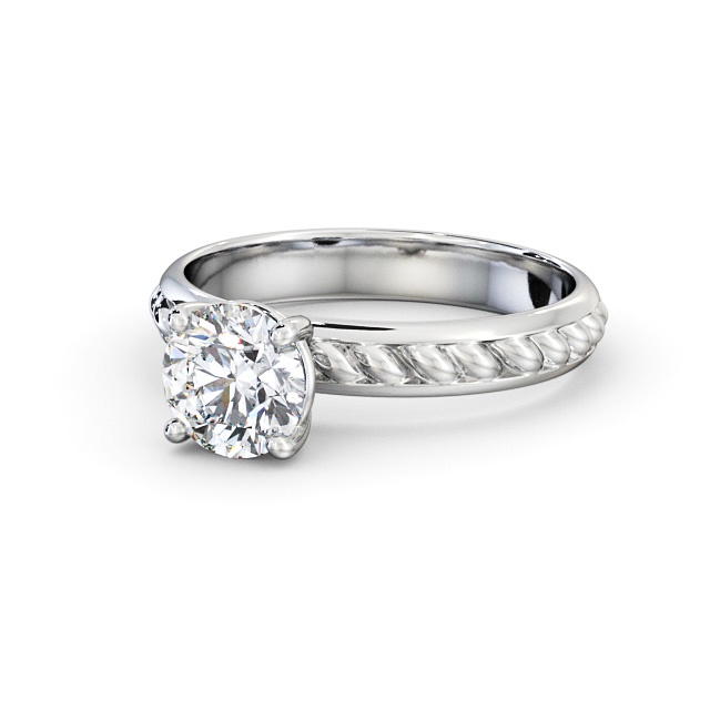 Round Diamond Engagement Ring 18K White Gold Solitaire - Kelsall ENRD199_WG_FLAT