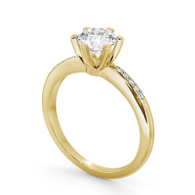 Round Diamond Engagement Ring 9K Yellow Gold Solitaire With Side Stones - Rosemount ENRD19S_YG_SIDE