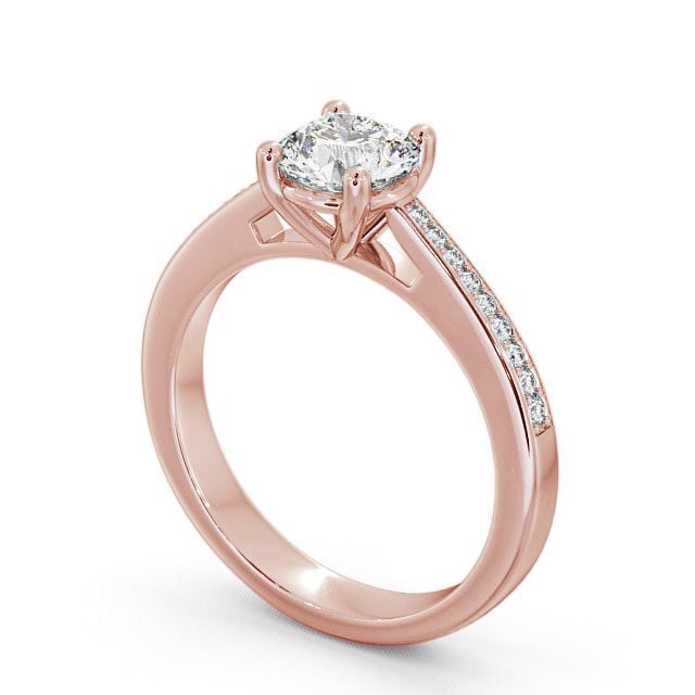 Round Diamond Engagement Ring 9K Rose Gold Solitaire With Side Stones - Abbeydale ENRD1S_RG_SIDE