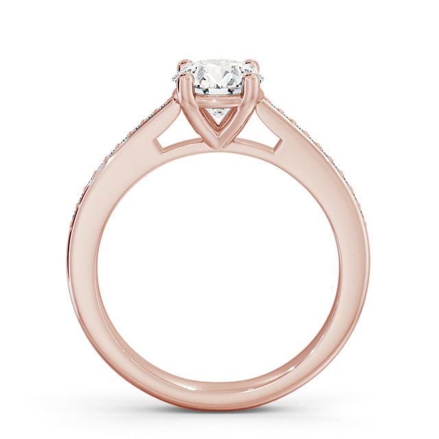 Round Diamond Engagement Ring 9K Rose Gold Solitaire With Side Stones - Abbeydale ENRD1S_RG_UP