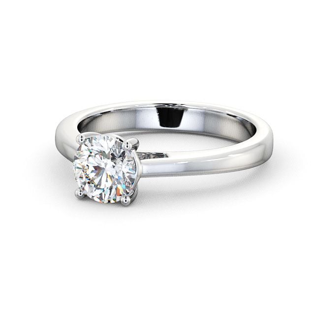 Round Diamond Engagement Ring 9K White Gold Solitaire - Aberaith ENRD1_WG_FLAT