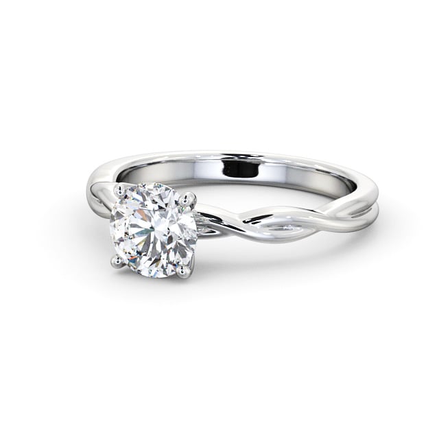 Round Diamond Engagement Ring 18K White Gold Solitaire - Lusby ENRD200_WG_FLAT