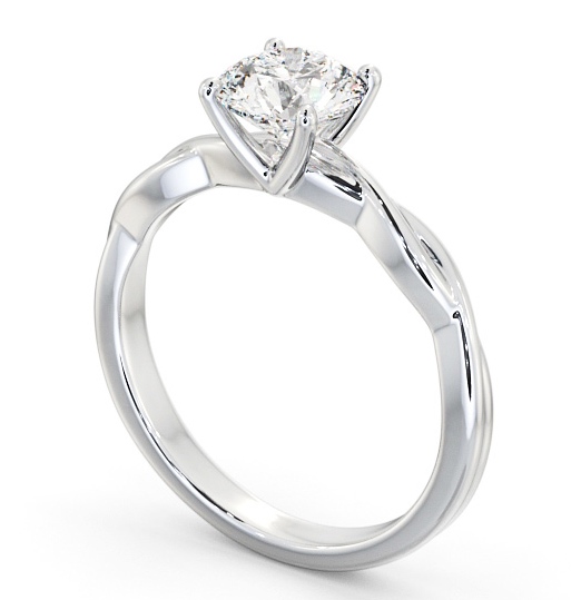 Round Diamond Engagement Ring 18K White Gold Solitaire - Lusby ENRD200_WG_THUMB1