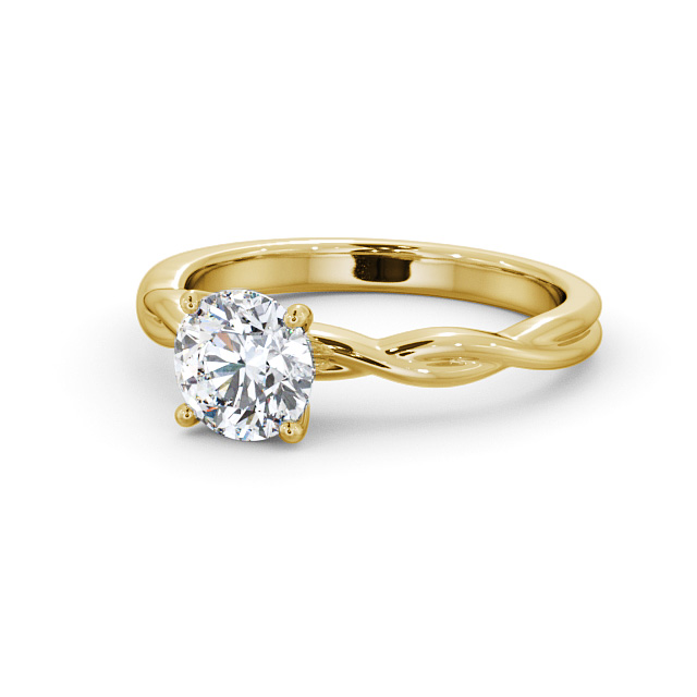 Round Diamond Engagement Ring 18K Yellow Gold Solitaire - Lusby ENRD200_YG_FLAT