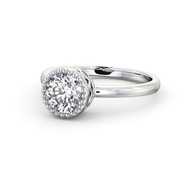 Round Diamond Engagement Ring 18K White Gold Solitaire - Radford ENRD201_WG_FLAT