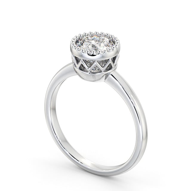 Round Diamond Engagement Ring 18K White Gold Solitaire - Radford ENRD201_WG_SIDE