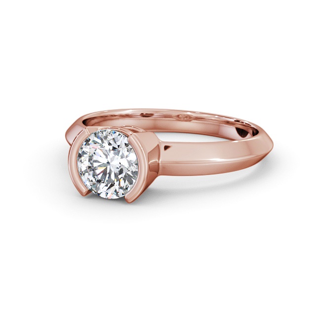 Round Diamond Engagement Ring 9K Rose Gold Solitaire - Narda ENRD204_RG_FLAT