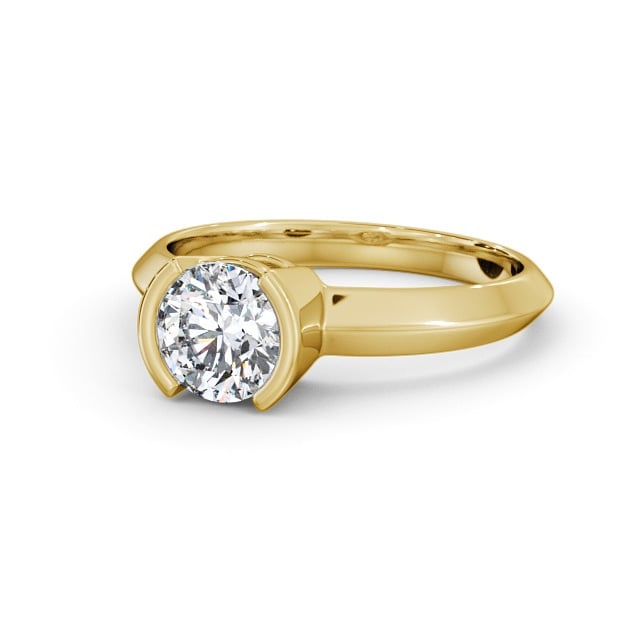 Round Diamond Engagement Ring 18K Yellow Gold Solitaire - Narda ENRD204_YG_FLAT