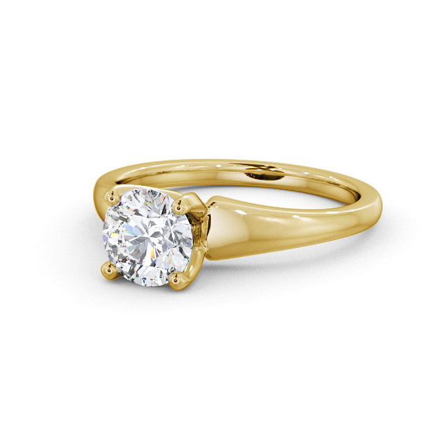 Round Diamond Engagement Ring 18K Yellow Gold Solitaire - Farlow ENRD206_YG_FLAT