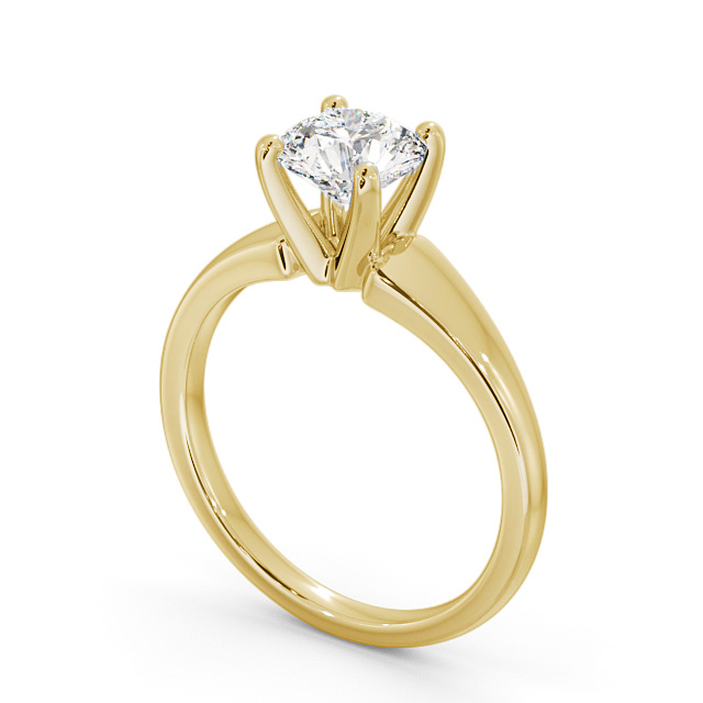 Round Diamond Engagement Ring 18K Yellow Gold Solitaire - Farlow ENRD206_YG_SIDE