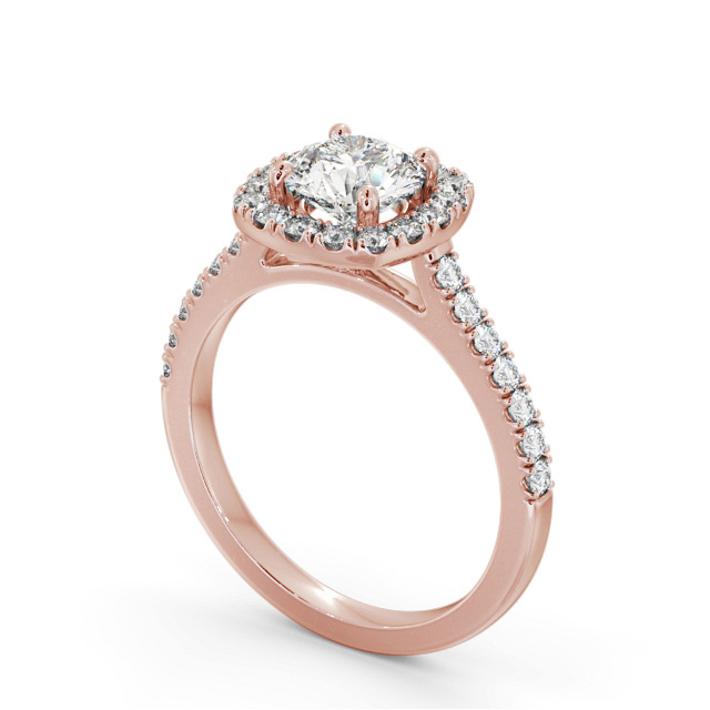 Halo Round Diamond Engagement Ring 9K Rose Gold - Ashfield ENRD207_RG_SIDE