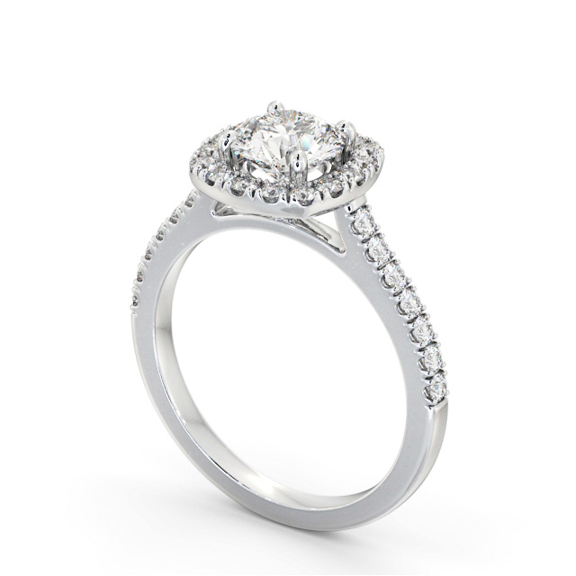 Halo Round Diamond Engagement Ring 18K White Gold - Ashfield ENRD207_WG_SIDE