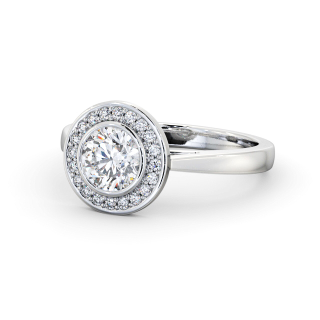 Halo Round Diamond Engagement Ring 18K White Gold - Milthorpe ENRD208_WG_FLAT