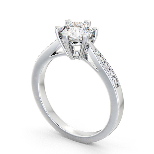 Round Diamond Engagement Ring 9K White Gold Solitaire With Side Stones - Dalvanie ENRD20S_WG_SIDE