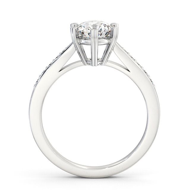 Round Diamond Engagement Ring 9K White Gold Solitaire With Side Stones - Dalvanie ENRD20S_WG_UP
