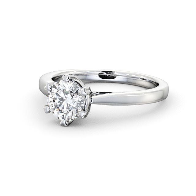 Round Diamond Engagement Ring 18K White Gold Solitaire - Adderley ENRD20_WG_FLAT