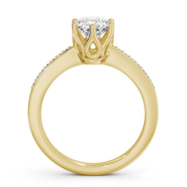 Round Diamond Engagement Ring 18K Yellow Gold Solitaire With Side Stones - Buscott ENRD21S_YG_UP