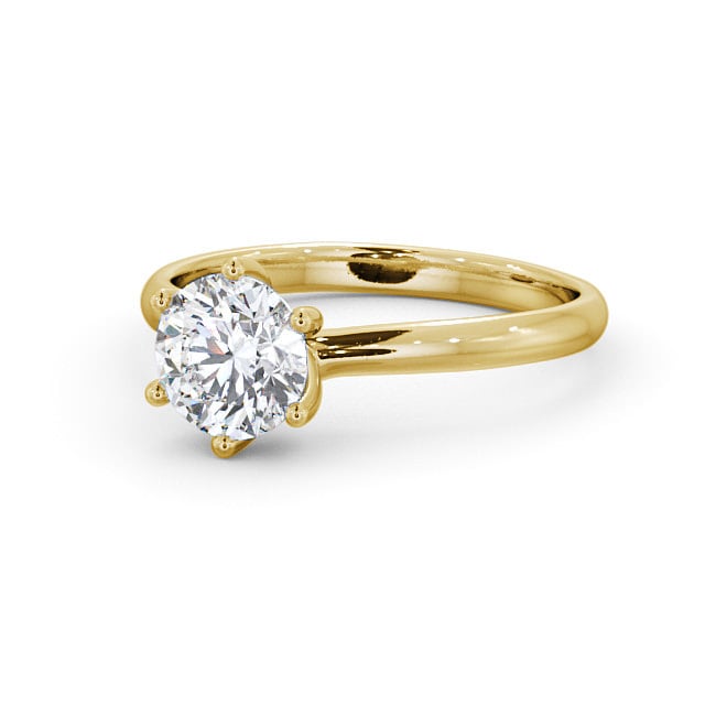 Round Diamond Engagement Ring 18K Yellow Gold Solitaire - Flore ENRD22_YG_FLAT