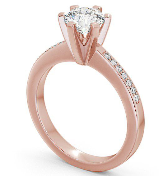 Round Diamond Engagement Ring 9K Rose Gold Solitaire With Side Stones - Chestall ENRD23S_RG_THUMB1