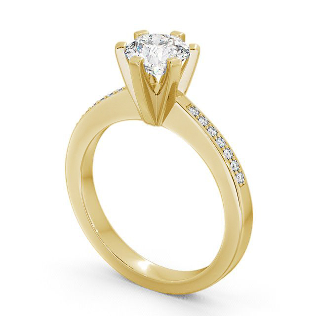 Round Diamond Engagement Ring 9K Yellow Gold Solitaire With Side Stones - Chestall ENRD23S_YG_SIDE