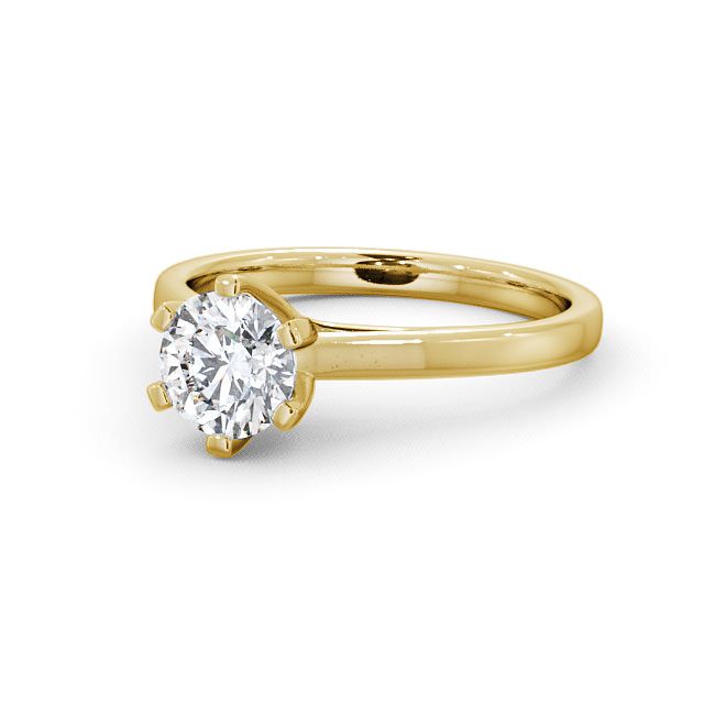 Round Diamond Engagement Ring 18K Yellow Gold Solitaire - Dalmore ENRD24_YG_FLAT