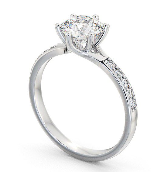  Round Diamond Engagement Ring 18K White Gold Solitaire With Side Stones - Almeley ENRD25S_WG_THUMB1 