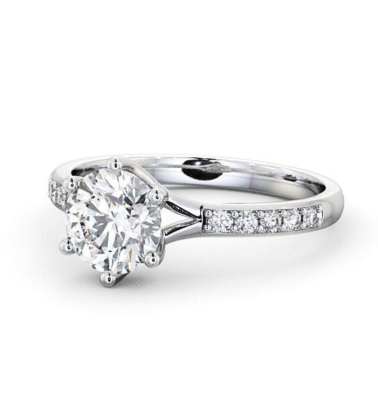  Round Diamond Engagement Ring 18K White Gold Solitaire With Side Stones - Almeley ENRD25S_WG_THUMB2 