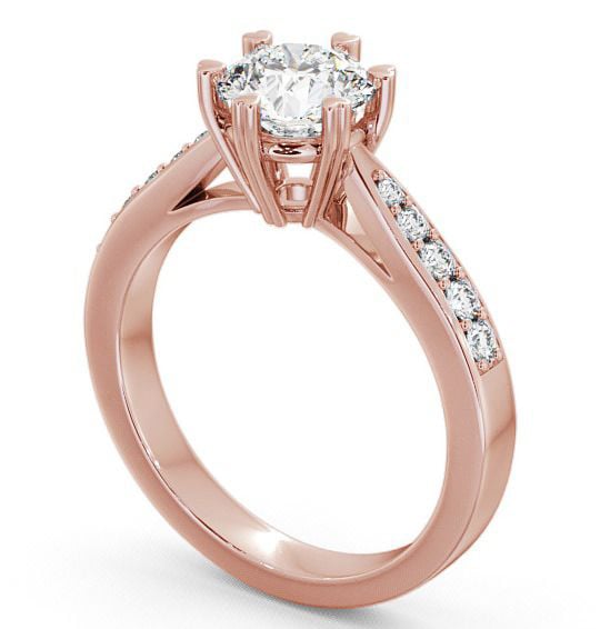Round Diamond Engagement Ring 9K Rose Gold Solitaire With Side Stones - Pitney ENRD26S_RG_THUMB1