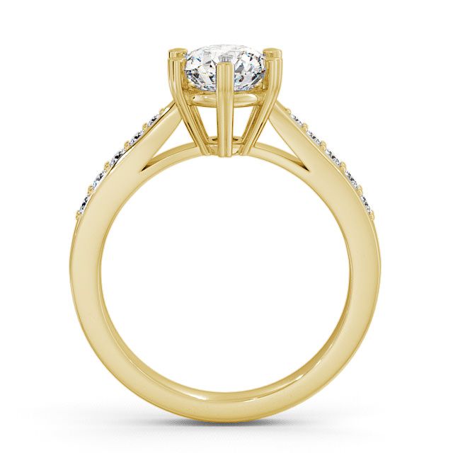 Round Diamond Engagement Ring 18K Yellow Gold Solitaire With Side Stones - Pitney ENRD26S_YG_UP