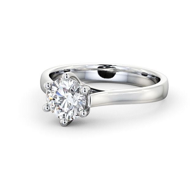 Round Diamond Engagement Ring 18K White Gold Solitaire - Haigh ENRD27_WG_FLAT